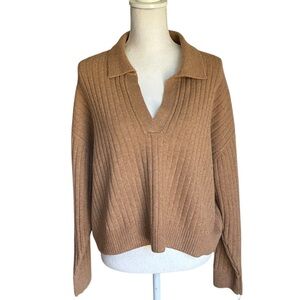 French Connection Tan V-neck Sweater Wool Blend Size Medium